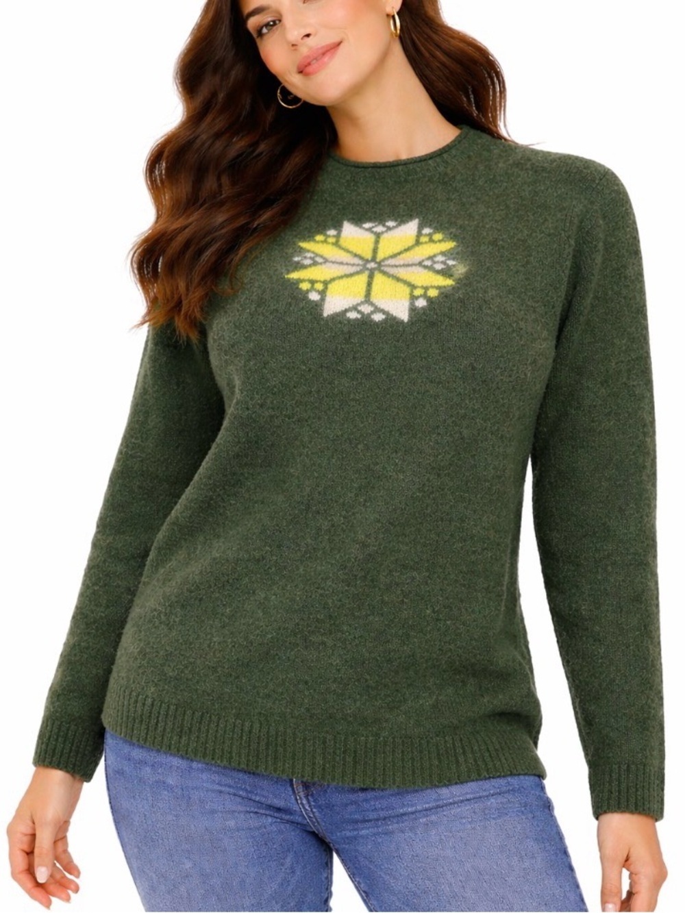 Pure stuff sweater Nordstroms 100% lambs wool sweater in green SZ L winter snowd